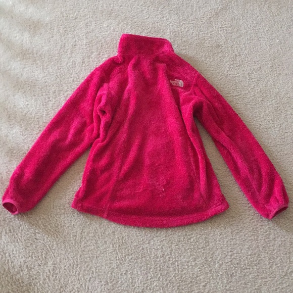 Girls (L) Pink North Face Fuzzy Pink Jacket - Picture 2 of 5